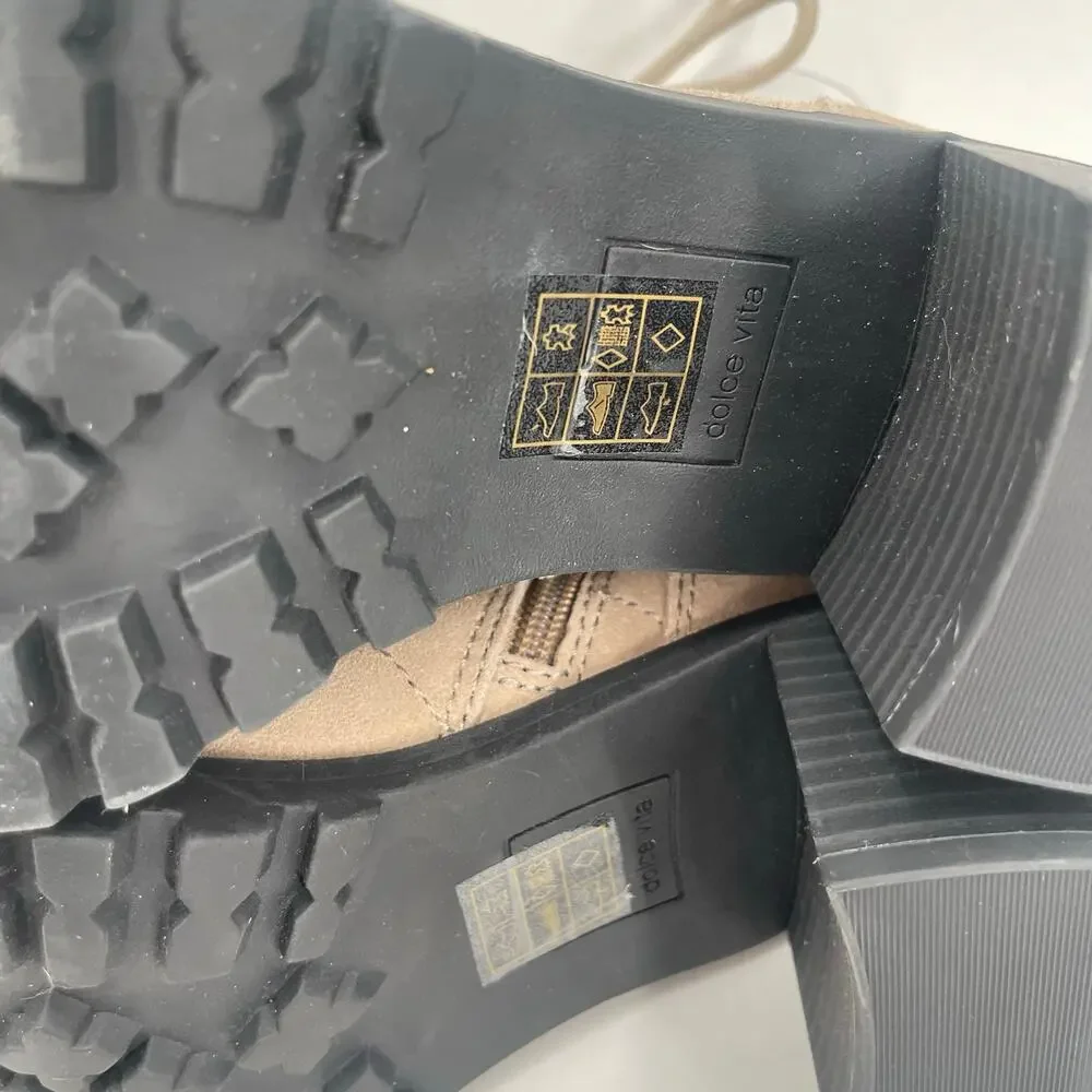 DOLCE VITA Nigel Boots Size 8 Lace Up Heels NEW Suede Leather Bootie Taupe NWOT - Picture 16 of 16